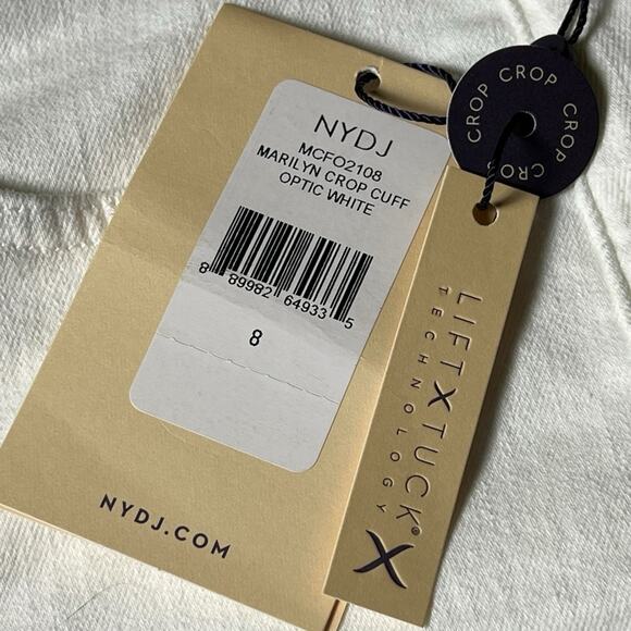 NWT NYDJ Marilyn Straight Optic White Sz 8 Feminine 90’s Hippie Stretch LiftTuck - Picture 9 of 10